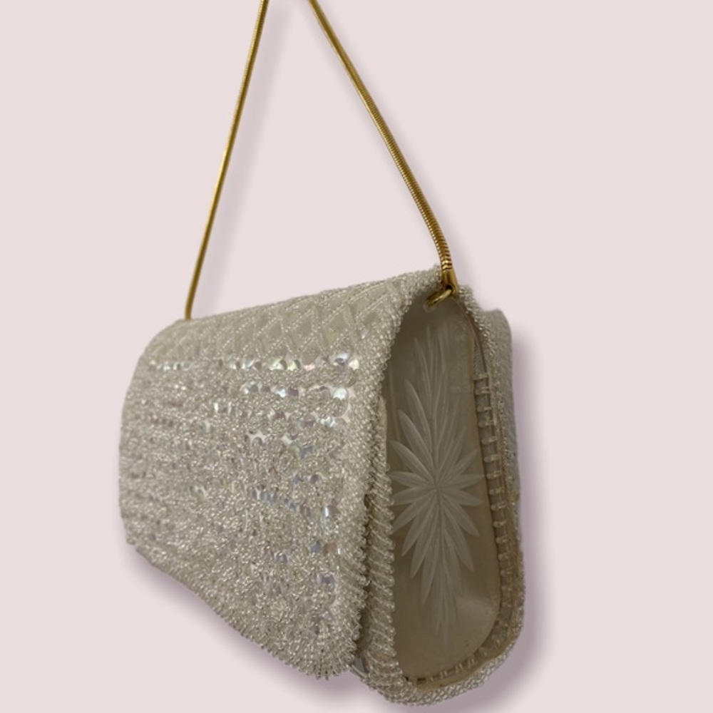Vintage 60’s Stylecraft Miami Iridescent Sequin Beaded Etched Lucite Handbag